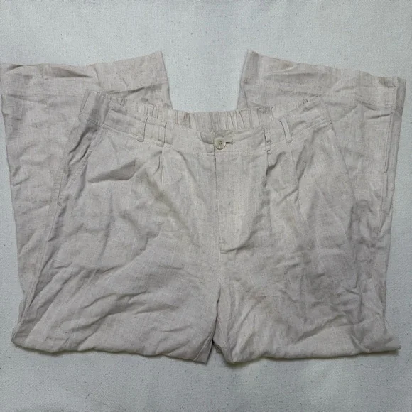 Dex Linen Blend Wide Leg Pants Natural Beige Size XL - Picture 2 of 6